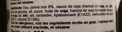 Lista de ingredientes del producto Sauce Poivre Noir Lee Librand 200 g