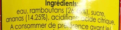 Lista de ingredientes del producto New Lamthong, Rambutan Stuffed With Pineapple New Lamthong,  New Lamthong Foods Industries Co.  Ltd. 565 g