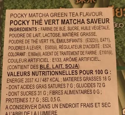 Lista de ingredientes del producto  Glico 