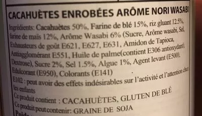 Lista de ingredientes del producto Peanuts nori wasabi flavor Koh-Kae 115g