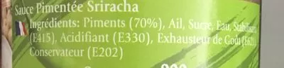 Lista de ingredientes del producto Sauce pimentee sriracha Exotic Food 