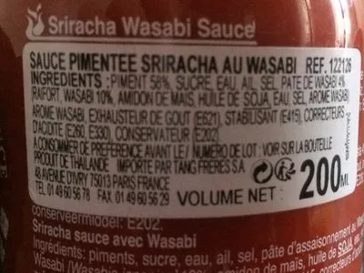 Lista de ingredientes del producto SRIRACHA WASABI SAUCE  