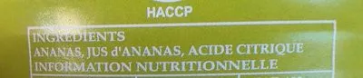 Lista de ingredientes del producto Ananas en tranche au sirop léger  