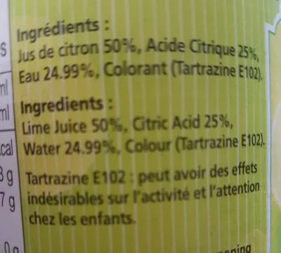 Lista de ingredientes del producto Jus De Citron Vert 700ML  