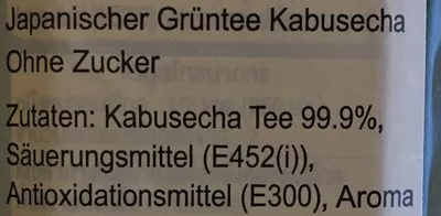 Lista de ingredientes del producto Oishi Kabusecha Green Tea No Sugar Flavour โออิชิ, Oishi 500 ml