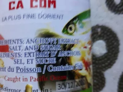 Lista de ingredientes del producto Sauce de poisson CÁ CÒM 750ml