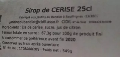 Lista de ingredientes del producto Sirop artisanale Cerise  349 g