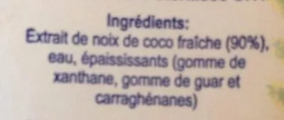 Lista de ingredientes del producto Crème de coco kara 65 ml