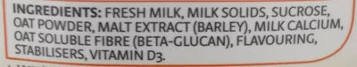 Lista de ingredientes del producto Lo fat hi cal milk with oats Magnolia, F&N, Magnolia Plus 1 l