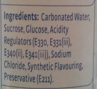 Lista de ingredientes del producto 100 Plus Original Isotonic Drink F&N,  Fraser and Neave 325 ml