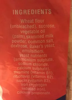 Lista de ingredientes del producto Enriched white bread Gardenia 600 g