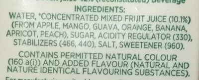 Lista de ingredientes del producto Mixed fruit juice tropicana 200ml