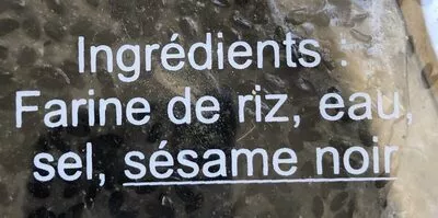 Lista de ingredientes del producto Galette riz et sesame Vinawang 200 g