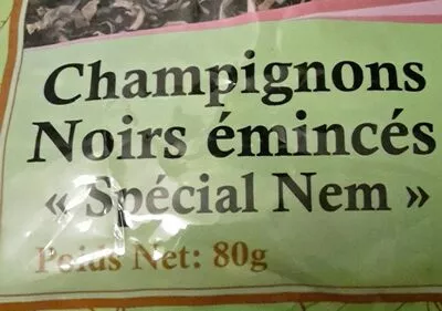 Lista de ingredientes del producto Champignons Noirs émincés Spécial Nem Mont asie 80 g