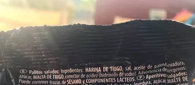 Lista de ingredientes del producto Palitos de pan salados Soletti 