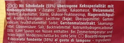 Lista de ingredientes del producto Napoli Dragee Keksi Zartbitter Himbeere Napoli 165 g