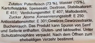 Lista de ingredientes del producto Putenbrust geräuchert Stastnik 