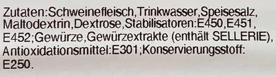 Lista de ingredientes del producto Farmer-Schinken Mein Berger Schinken, Berger 80g