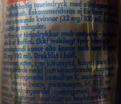 Lista de ingredientes del producto Red Bull Sugarfree Red Bull 250 ml