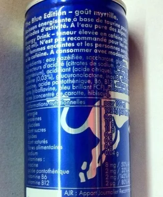 Lista de ingredientes del producto Red Bull Blue Edition Red Bull 250ml