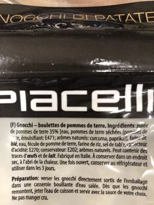 Lista de ingredientes del producto Gnocchi "di Patate" Aus Kartoffeln 1kg Blister Piacelli Piacelli 1 kg