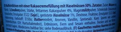 Lista de ingredientes del producto Waffelröllchen Mit Kakao-haselnusscreme 400g Dose Helena Feuny Biscuits 400 g