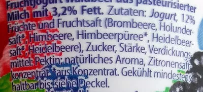 Lista de ingredientes del producto Waldbeer-Joghurt SalzburgMilch 180 g