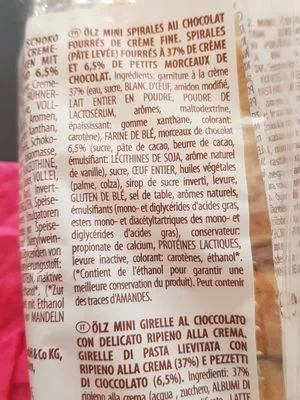 Lista de ingredientes del producto Mini Schoko Schnecken, ölz Ölz 300 g e