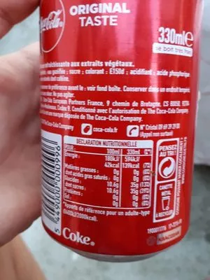 Lista de ingredientes del producto Canette coca cola Coca-Cola 330 ml