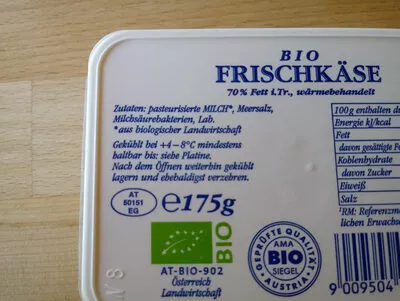 Lista de ingredientes del producto Frischkäse bio  175 g