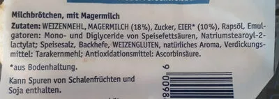 Lista de ingredientes del producto Milchbrötchen Clever 480 g