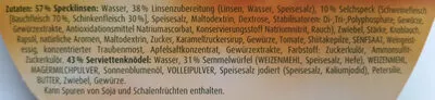 Lista de ingredientes del producto Specklinsen mit Serviettenknödeln Chef Menü 350 g