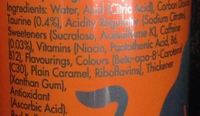 Lista de ingredientes del producto The Orange Edition Red Bull 250ml