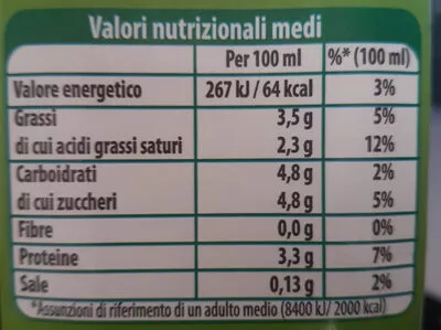 Lista de ingredientes del producto Latte intero UHT biologico Bio 1L