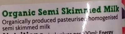 Lista de ingredientes del producto British Semi Skimmed Milk Morrisons, Morrisons Organic 1 pint, 568 ml