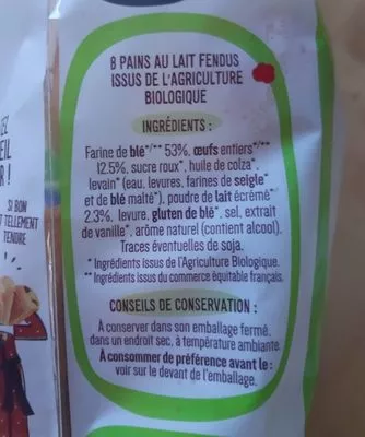 Lista de ingredientes del producto Pains au lait  