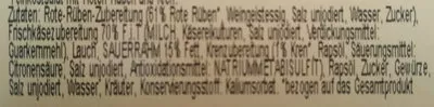 Lista de ingredientes del producto Rote Rüben und Kren Spar Enjoy 150 g