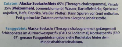 Lista de ingredientes del producto Fischstäbchen Spar 300 g