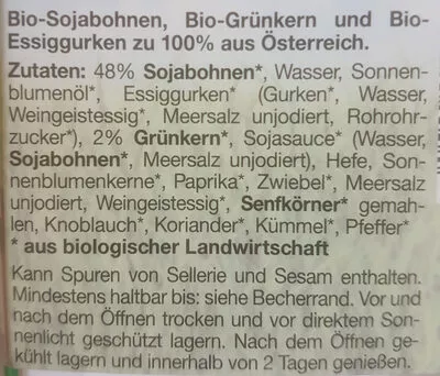 Lista de ingredientes del producto Bio-Aufstrich - Grünkern Spar Natur pur 125 g