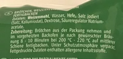 Lista de ingredientes del producto 6 Brötchen S-Budget 300g