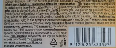 Lista de ingredientes del producto Penny Prajitura cu umplutura de lapte si miere Penny 28 g,