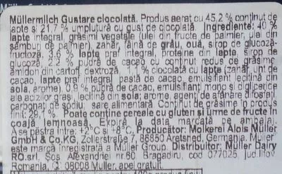 Lista de ingredientes del producto Muller Baton pufos cu umplutura de ciocolata Muller 29 g,