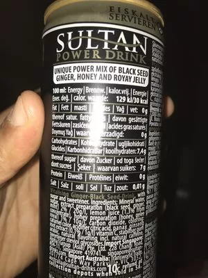 Lista de ingredientes del producto Sultan-black Seed Soda-250ml-austria Sultan 25 cl