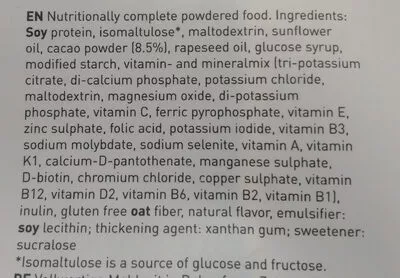 Lista de ingredientes del producto Saturo Chocolate Powder v3.0 Saturo 1.430 kg