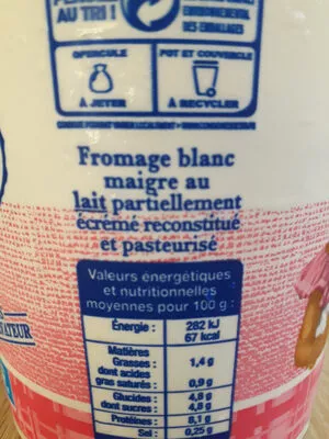 Lista de ingredientes del producto fromage blanc maigre nature man littée 750g