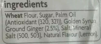 Lista de ingredientes del producto Gingernut Coles Smart Buy, Coles 250 g