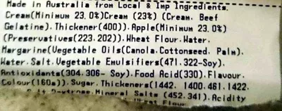 Lista de ingredientes del producto Cream Apple Turnover Coles Patisserie, Coles 1