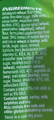 Lista de ingredientes del producto BARRE MILO NESTLÉ 27 g