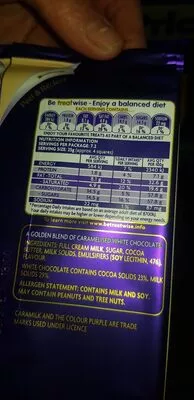 Lista de ingredientes del producto Caramilk Cadbury 180g