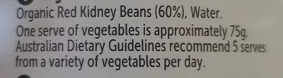 Lista de ingredientes del producto Red Kidney Beans (Organic) Woolworths Macro,  Macro 425g